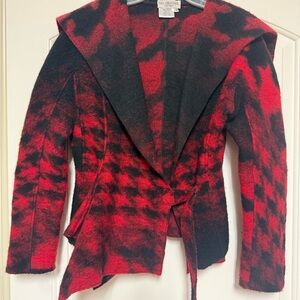 Ivan Grundhal Wool Red and Black Cape Jacket